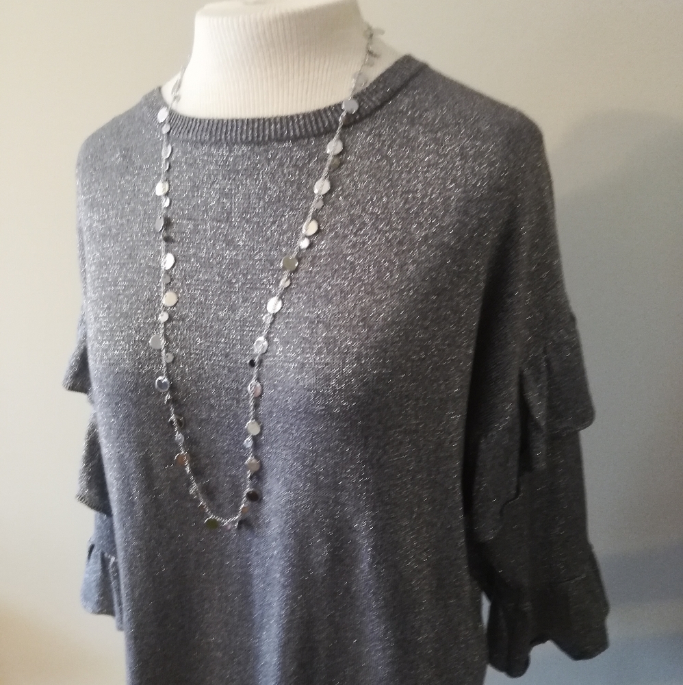 Moon & Madison Metallic Silver Sweater